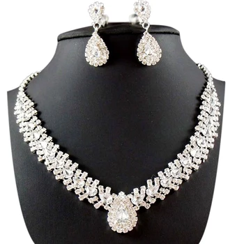 Женский набор ювелирных изделий Свадебный Свадебный Белый Great Drop Flash Бриллиантовое ожерелье Серьги
