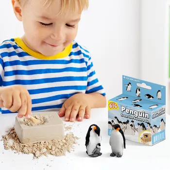 1 шт. Игрушки для пингвинов Копание Гипсовый блок Пингвины Модель динозавра Scientific Explore Mining Toy Для детей Подарки Головоломка Образование
