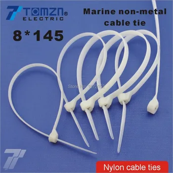 100 шт. 8 мм * 145 мм нейлоновые кабельные стяжки пластина из нержавеющей стали, заблокированная для лодочного судна с морской неметаллической стяжкой