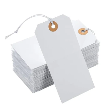 100 шт. перфорированная хлопковая эластичная линия для вешать бирки карта белая бумага номерная табличка