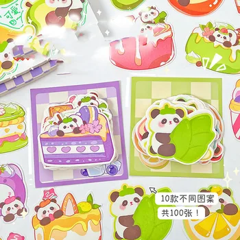 12 упаковок / лот Kawaii Фруктовый торт Panda Memo Pad Sticky Note Cute N Times Канцелярские товары Этикетка Блокнот Post School Принадлежности