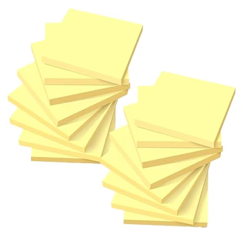 16 книг с общим количеством 1,600 стикеров Желтая бумага Самоклеящиеся клейкие заметки Заметки для заметок в офисе Бумага для напоминаний
