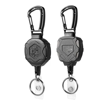 2 Pack Выдвижной брелок для ключей Сверхмощный карабин Держатель для значков ID Badge Reel со стальным выдвижным шнуром