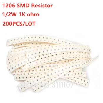 200 шт./лот 1206 1 кОм 1KR 5% SMD резистор 1/2 Вт сопротивление 3216 102 чипа фиксированные резисторы