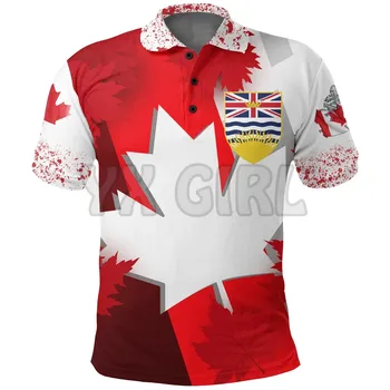 2022 Летние рубашки женские для мужчин Канада Британская Колумбия Канада Рубашки-поло Футболки с 3D-принтом Футболки с коротким рукавом Топы camisas