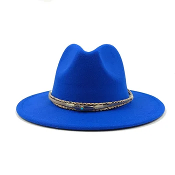 2024 Классическая шляпа Fedora Мужчины Женщины Универсальный джентльмен Фетровая шляпа оптом 6,5 полей Однотонная твидовая шляпа Джазовая шляпа gorras мрачная