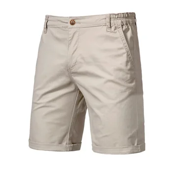 2024 Летний хлопок со средней талией Мужские повседневные деловые мужские шорты с принтом Пляжный стрейч Chino Classic Fit Short Homme