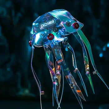 3D металлическая модель медузы Набор Скаты Манта / Удильщик Механический фонарь Рыба DIY Собрать игрушку Cyberpunk для детей и взрослых