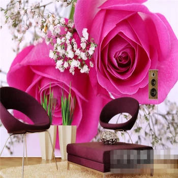 beibehang 3d обои настенная наклейка романтическая розовая роза прикроватная гостиная телевизор фон стены декоративная живопись