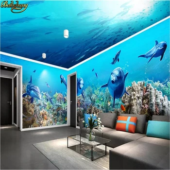 beibehang Пользовательские обои Fantasy Underwater World Dolphin для гостиной Тематическое пространство Дом фото 3D обои для стен 3 d