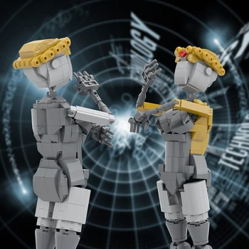 BuildMoc Атомизированный робот-близнец Левый и правый Строительные блоки Набор Сердце Меха Приключенческая игра Кубики Игрушки Дети Подарки на день рождения
