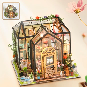 DIY Миниатюрный домик со светодиодной подсветкой Креативная модель кукольного домика Набор 3D Миниатюрный кукольный домик Декоративный мини-кукольный домик Набор