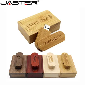 JASTER Бесплатная лазерная гравировка логотипа на заказ Деревянный USB+коробка Флэш-накопитель 4 ГБ 16 ГБ 32 ГБ 64 ГБ U диск фотография свадебный подарок
