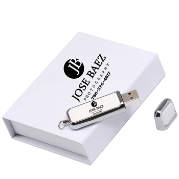 JASTER Металлические USB-накопители 128 ГБ Черно-белая бумажная коробка Карта памяти 64 ГБ Бесплатный пользовательский флеш-накопитель с логотипом 32 ГБ 16 ГБ Цветная печать
