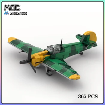Military Warfare MOC Bf 109 E-4 Боевое оружие Строительный блок Модель Кирпичи DIY Игрушки для ребенка Рождественские подарки 365 шт.