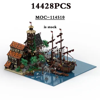 MOC-114510 Средневековая модель здания Соваци Порт: Пиратский город 14428PCS Строительные блоки Игрушки Взрослые Подарки на день рождения Рождественские подарки