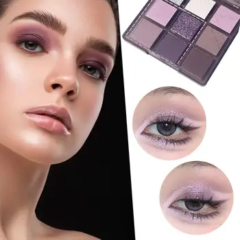 New Smoke Purple 9 цветов Палитра теней для век Перламутровая палитра теней Фиолетовый корейский макияж глаз Серый Водостойкий матовый макияж E6R2