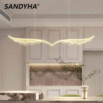 Nordic Creative Angel Wings Люстра Роскошный дизайнерский домашний декор Светодиодная лампа для обеденного стола Кухня Ресторан Подвесное освещение