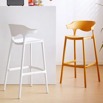 Nordic Барный стул со спинкой Современные простые домашние пластиковые обеденные стулья Дизайнерские креативные барные стулья Кассовый аппарат Стул