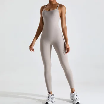 Quick Dry Nude Feel Backless Цельный костюм для йоги Женщины Тренажерный зал Йога Фитнес Облегающее боди Танцы Тренировка Тонкий эластичный комплект