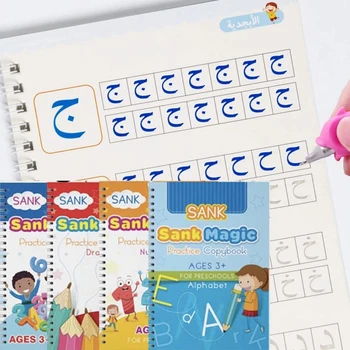 SANK Многоразовая волшебная тетрадь Арабские волшебные книги Письменная игрушка Монтессори для детей Дети изучают алфавит для каллиграфии Тетрадь