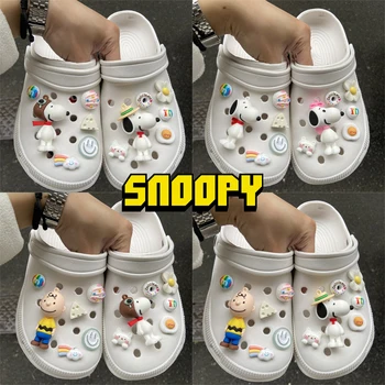 Snoopy Cute Jibz Cartoon Hole Shoe Charms DIY Забавная обувь Садовые аксессуары Croc Обувь Подвеска Украшения Пряжка Сандалии Булавки Подарок