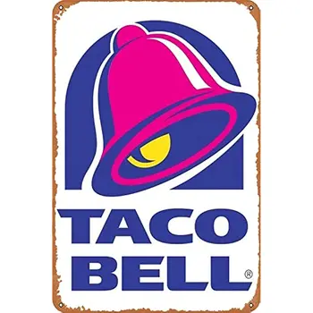 Taco Bell Logo Ретро Металлический Жестяной Знак Винтажный Плакат Табличка Для Домашней Кухни Бар Кофейня 12x8 дюймов
