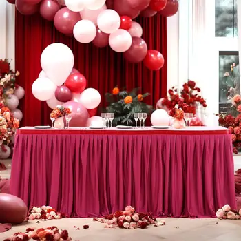 YOUZI 1 шт. Юбки стола для прямоугольного стола Плиссированная юбка стола Скатерть с оборками для свадьбы День рождения Детский девичник