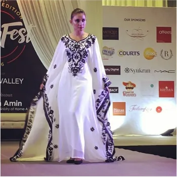 Белый Королевский Исламский Современный Элегантный Дубай Марокканский Кафтан Арабское Платье для вечеринок