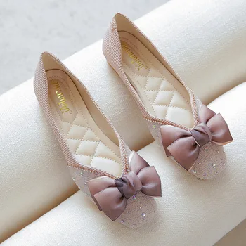 Большой размер 42 43 Женская обувь Весна Осень Новая Мода Бабочка-Узел Фея Квадратный Носок Женщины Обувь На Плоской Подошве Неглубокая Мэри Джейн Обувь