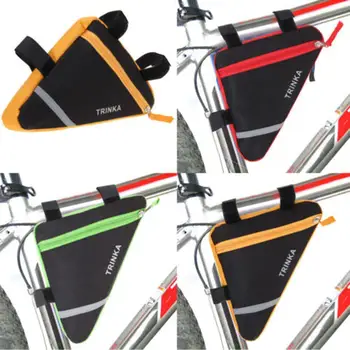 Велосипед Треугольная седельная сумка со светоотражающими полосами Водонепроницаемая передняя труба Рама Чехол Велосипедные аксессуары (19 x 18 x 4,5 см)