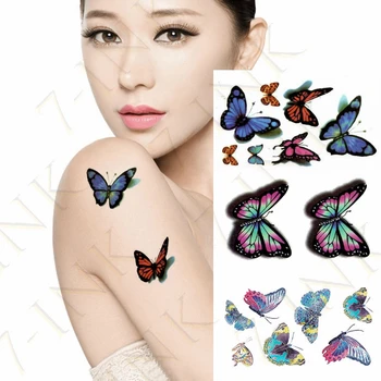 Водонепроницаемая временная татуировка наклейка бабочка лаванда цветок боди-арт поддельный тату флэш тату нога рука