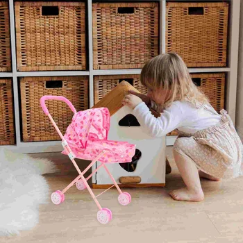 Дети используют маленькую коляску Детская коляска Симуляция куклы Коляска Игрушка Притворная игровая игрушка