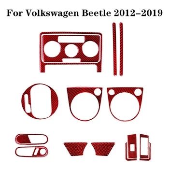 Для Volkswagen VW Beetle 2012 2013 2014 2015 2016 2017 2018 2019 Углеродное волокно Красные наклейки Декоративные аксессуары для интерьера автомобиля