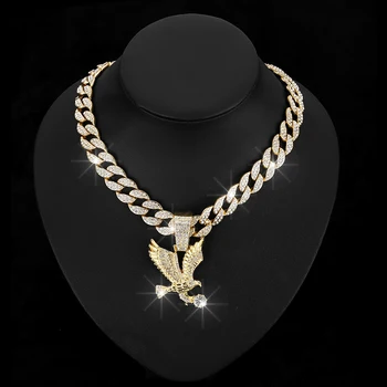 Европейская и американская новая индивидуальность крылья орел кулон кубинское ожерелье мужское и женское нишевое универсальное ювелирное ожерелье с цепочкой