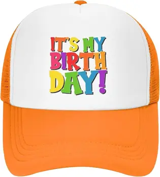  Его шляпа дальнобойщика на мой день рождения, бейсболка унисекс, регулируемая сетчатая кепка, подходит для спорта, рыбалки, оранжевого путешествия