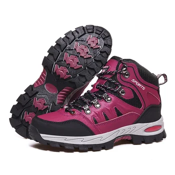 Женская походная обувь Зимние термоботинки с хлопковой высокой лодыжкой Зимние сапоги Обувь для ходьбы на открытом воздухе Горный спорт Альпинистские ботинки