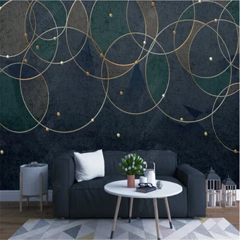 Золотая геометрическая линия круг современные настенные обои для гостиной абстрактный свет роскошный телевизор фон обои домашний декор