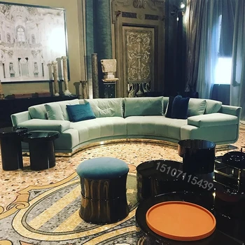 Италия изогнутый современный светлый роскошный элитный изготовленный на заказ большая квартира вилла изогнутая гостиная приемная клубный диван