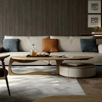 Итальянская минималистичная мебель для гостиной, современный минималистичный и роскошный листовой чайный стол
