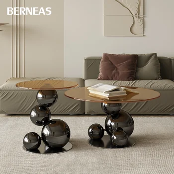 Итальянский минималистичный светлый роскошный круглый чайный столик для гостиной Современный простой дизайнерский креативный стол со сферическими краями специальной формы