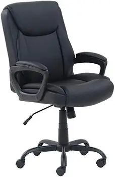 Классический офисный компьютерный стул Puresoft PU с подкладкой и подлокотником - коричневый, 25,75 дюйма (Г) x 24,25 дюйма (Ш) x 42,25 дюйма (В) Офисный стул Co