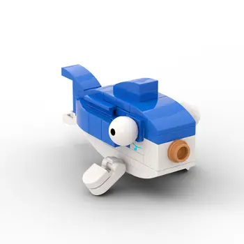 Маленькая бело-голубая рыбка из набора игрушек для сборки видеоигр 48 деталей MOC Build