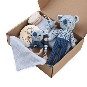 Модернизированный набор детских игрушек серии Koala, детская щетка для волос, пустышка-цепочка, кольцо-прорезыватель, детское одеяло, нагрудники для новорожденных, 7 шт./комплект