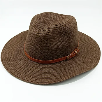 Мужская шляпа Джентльмен Европейский и американский джаз Мужская шляпа Новая соломенная шляпа Лето Пляж Путешествия Незаменимая шляпа от солнца