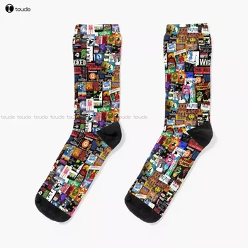 Мюзиклы Коллаж II Оригинальные носки Персонализированные на заказ Унисекс Взрослые Подростки Молодежные Носки 360° Цифровая печать на заказ Подарочная уличная одежда