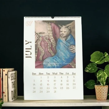 Настенный календарь для кошек 2024,2024 Забавный календарь кошек эпохи Возрождения, Подвесной настенный календарь, Календари кошек на 12 месяцев с уродливым 21X30 см
