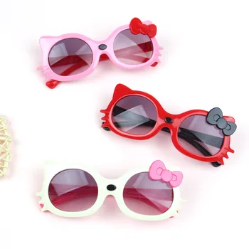 Новые детские мультяшные солнцезащитные очки для кошек Декоративный лук для девочек Модные солнцезащитные очки На открытом воздухе Затенение Детские очки UV400 Oculos De Sol