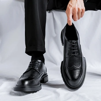 Обувь на платформе для мужчин Брендовая обувь Кожаная деловая обувь Япония Всематчевая повседневная износостойкая обувь Chaussure Homme