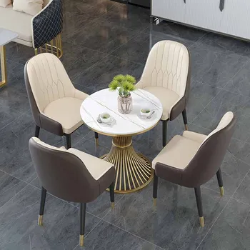 Офисные скандинавские обеденные стулья Современные роскошные эргономичные кожаные стулья для гостиной Европейская винтажная мебель Cadeiras Sala De Jantar